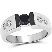 Load image into Gallery viewer, 0.56 Carat Genuine Black Diamond and White Diamond .925 Sterling Silver Ring
