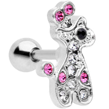 Load image into Gallery viewer, 16G 1/4 Clear Pink Gem Giraffe Cartilage Tragus