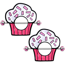 将图片加载到图库查看器,14G 33mm Pink Gem Sprinkle Cupcake Nipple Shield Set