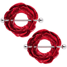 Load image into Gallery viewer, 14G 33mm Red Blooming Blossom Flower Nipple Shield Set