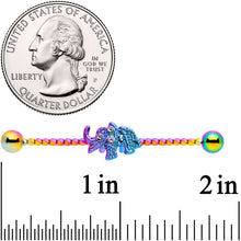 Load image into Gallery viewer, 14G Clear Gem Rainbow Elephant Twisted Industrial Barbell 38mm
