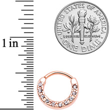Load image into Gallery viewer, 16G 5/16 Clear Gem Rose Gold Tone Paved Cartilage Clicker