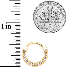 Load image into Gallery viewer, 16G 3/8 Clear Gem Gold Tone Paved Septum Clicker