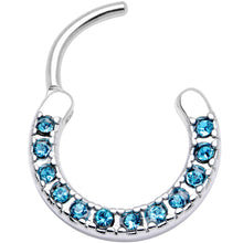 Load image into Gallery viewer, 16G 3/8 Aqua Gem Paved Septum Clicker