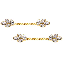 Load image into Gallery viewer, 14G Clear Gem Gold Tone Leaves Twisted Barbell Nipple Ring Set