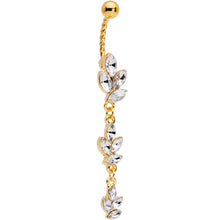 Load image into Gallery viewer, Clear Gem Gold Tone Totally Twisted Vine Dangle Belly Ring