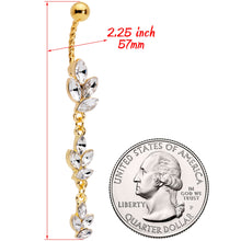 Load image into Gallery viewer, Clear Gem Gold Tone Totally Twisted Vine Dangle Belly Ring