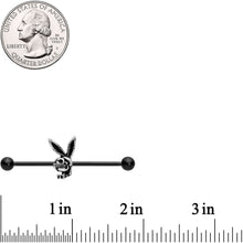 将图片加载到图库查看器,14G Licensed Playboy Bunny Skeleton Industrial Barbell 38mm