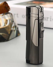 将图片加载到图库查看器,NEW Modern Luxury Grinding Wheel Three Torch Turbo Lighters For Cigarettes Accessories Cigar Smoking Lighters New Metal Design