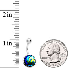 Load image into Gallery viewer, Blue Gem Blue Green Mermaid Scale Belly Ring Set of 3