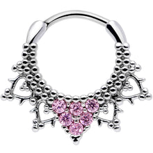 将图片加载到图库查看器,16G 3/8 Pink CZ Gem Triangle Ornate Septum Clicker