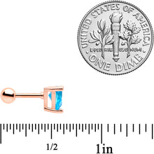Load image into Gallery viewer, 16G 1/4 Blue CZ Gem Rose Gold Tone Cartilage Tragus Set of 3