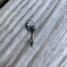 将图片加载到图库查看器,Owl Skull Key Mystic Moon Double Mount Belly Ring