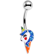 将图片加载到图库查看器,Blue Glitter Mane Unicorn Belly Ring
