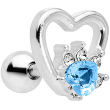 Load image into Gallery viewer, 16G 1/4 Blue Gem Rose Flower Hollow Heart Cartilage Tragus