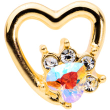 将图片加载到图库查看器,16G 1/4 Aurora Gem Gold Tone Hollow Heart Cartilage Tragus