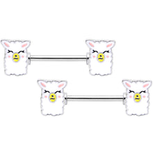 Load image into Gallery viewer, 14G 9/16 Sweet Llama Barbell Nipple Ring Set