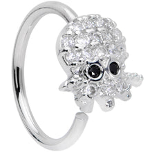 Load image into Gallery viewer, 18G 3/8 Clear Black CZ Gem Nautical Octopus Nose Hoop
