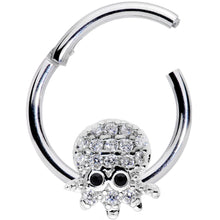 Load image into Gallery viewer, 16G 5/16 Clear Black CZ Gem Nautical Octopus Hinged Segment Ring