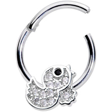 Load image into Gallery viewer, 16G 5/16 Clear Black CZ Gem Ducky Hinged Segment Ring