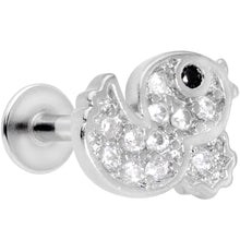Load image into Gallery viewer, 16G 5/16 Clear Black CZ Gem Ducky Internally Threaded Labret