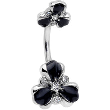 将图片加载到图库查看器,Clear Black Gem Abstract Flower Double Mount Belly Ring