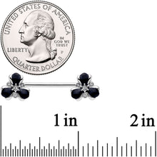 将图片加载到图库查看器,14G 9/16 Clear Black Gem Abstract Flower Barbell Nipple Ring Set