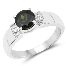 Load image into Gallery viewer, 1.29 Carat Genuine Chrome Diopside and White Topaz .925 Sterling Silver Ring
