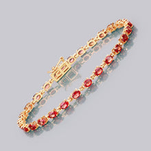 Load image into Gallery viewer, 7.00 Carat Genuine Orange Sapphire 14K Yellow Gold Bracelet