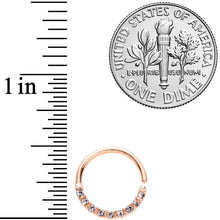 Load image into Gallery viewer, 16G 3/8 Clear Gem Rose Gold Tone Elegance Seamless Circular Ring