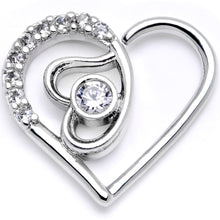 Load image into Gallery viewer, 16G 1/4 Clear CZ Gem Double Heart Right Ear Closure Ring
