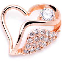 Load image into Gallery viewer, 16G 5/16 Clear CZ Gem Rose Gold Tone Heart Left Closure Ring