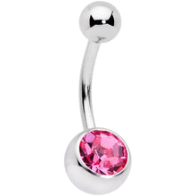 Load image into Gallery viewer, Pink Clear Gem Flower Belly Ring Set of 3