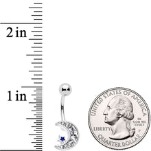 Load image into Gallery viewer, Clear CZ Gem Gold Tone Moon Belly Ring Set of 4