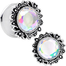 Load image into Gallery viewer, Aurora Gem Filigree Flower Double Flare Plug Set 2G to 1 Inch