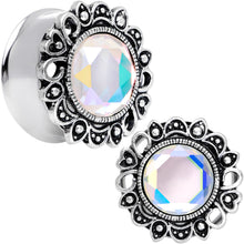 Load image into Gallery viewer, Aurora Gem Filigree Flower Double Flare Plug Set 2G to 1 Inch