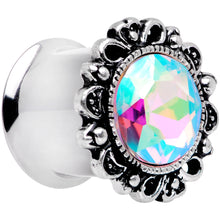 Load image into Gallery viewer, Aurora Gem Filigree Flower Double Flare Plug Set 2G to 1 Inch