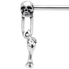 Load image into Gallery viewer, 14G 9/16 Skull Safety Pin Dangle Barbell Nipple Ring Set