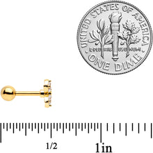 Load image into Gallery viewer, 16G 1/4 Clear CZ Gem Gold Tone Moon Cartilage Tragus Set of 3