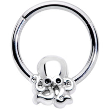 将图片加载到图库查看器,16G 3/8 Black Gem Nautical Octopus Hinged Segment Ring