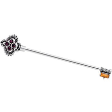 Load image into Gallery viewer, 14G Red Brown Gem Kings Key Industrial Barbell 38mm