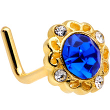 Load image into Gallery viewer, 18G 5/16 Clear Blue Gem Gold Tone Regal L Shaped Nose Ring