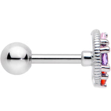 Load image into Gallery viewer, 16G 1/4 Red Pink Blue CZ Gem Crescent Moon Cartilage Tragus Earring