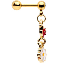 Load image into Gallery viewer, 16G 1/4 Clear Gem Gold Tone Ladybug Dangle Cartilage Tragus