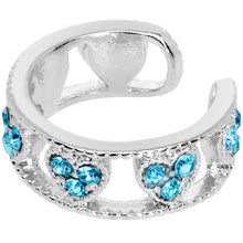 Load image into Gallery viewer, Aqua Gem Ring of Hearts Non Pierced Ear Cuff