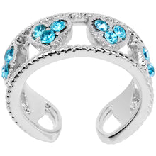 Load image into Gallery viewer, Aqua Gem Ring of Hearts Non Pierced Ear Cuff
