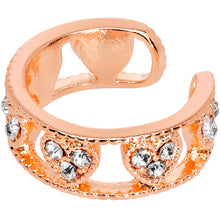 Load image into Gallery viewer, Clear Gem Rose Gold Tone Ring of Hearts Non Pierced Ear Cuff