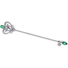Load image into Gallery viewer, 14G Green Aurora Gem Queens Key Industrial Barbell 38mm