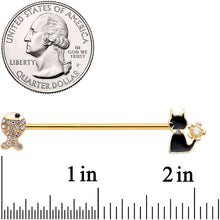 Load image into Gallery viewer, 14G Clear Gem Gold Tone Cat Fish Industrial Barbell 38mm