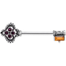 Load image into Gallery viewer, 14G 9/16 Red Brown Gem Kings Key Barbell Nipple Ring Set